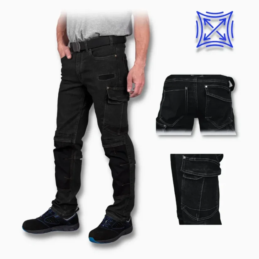 JEANS 303 Black SPD - STRETCH Farmer munkásnadrág