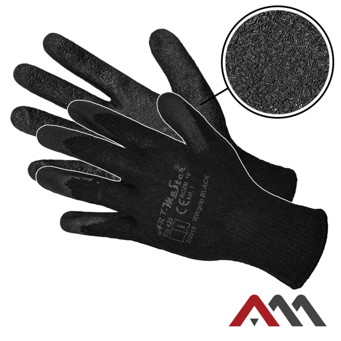 RW Grip Black - Latex mártott Rakodókesztyű (EN420) RW Grip Black - Latex mártott Rakodókesztyű (EN420)