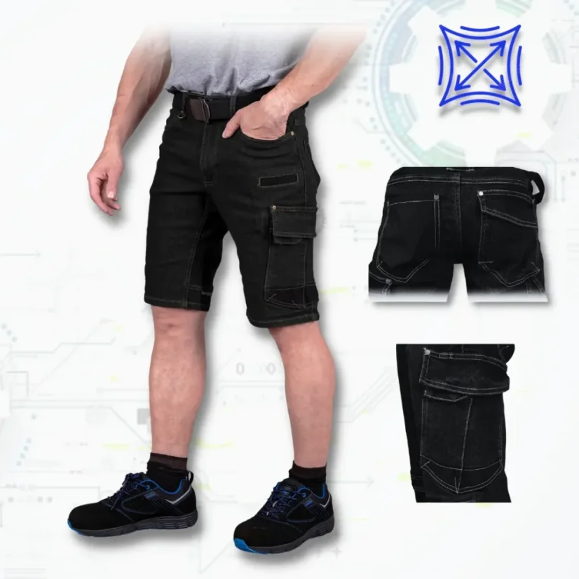 JEANS 303 Black Short - STRETCH Farmer Rövidnadrág