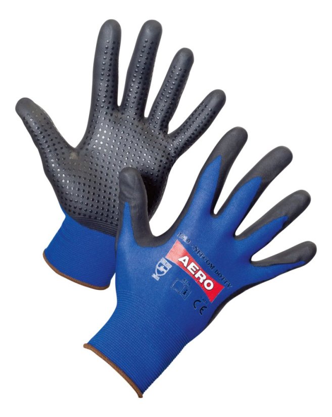 AERO 1919 NitroFoam Dot Green - Pracovné rukavice máčané v nitrile - Vyberte si veľkosť 5: L / 8