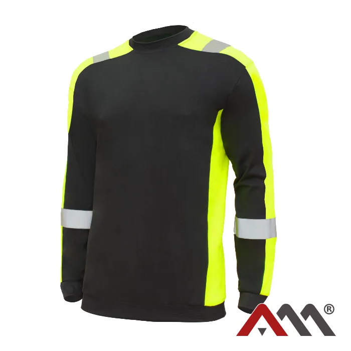 ClassWork Long T-shirt Black/Y KRT - Láthatósági hosszú ujjú póló - Válasszon Méretet 2: S