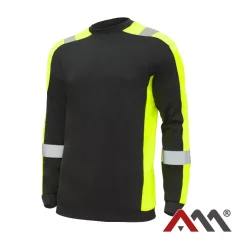 ClassWork Long T-shirt Black/Y KRT - Láthatósági hosszú ujjú póló