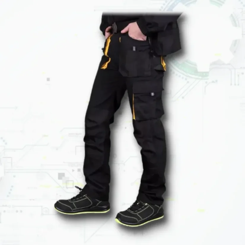 Foreco Black/Yellow SPD - Montérkové nohavice do pása (D124)