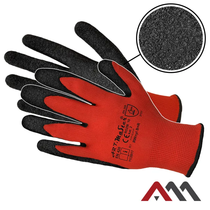 RWNyl Black + Red - Latex mártott szerelőkesztyű