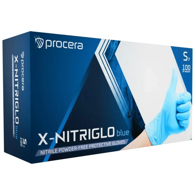 Procera X-Nitriglo Blue PF - Jednorazové Nitrilové rukavice bez púdru (100 ks/krabica)