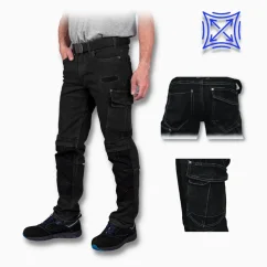 JEANS 303 Black SPD - STRETCH Farmer munkásnadrág