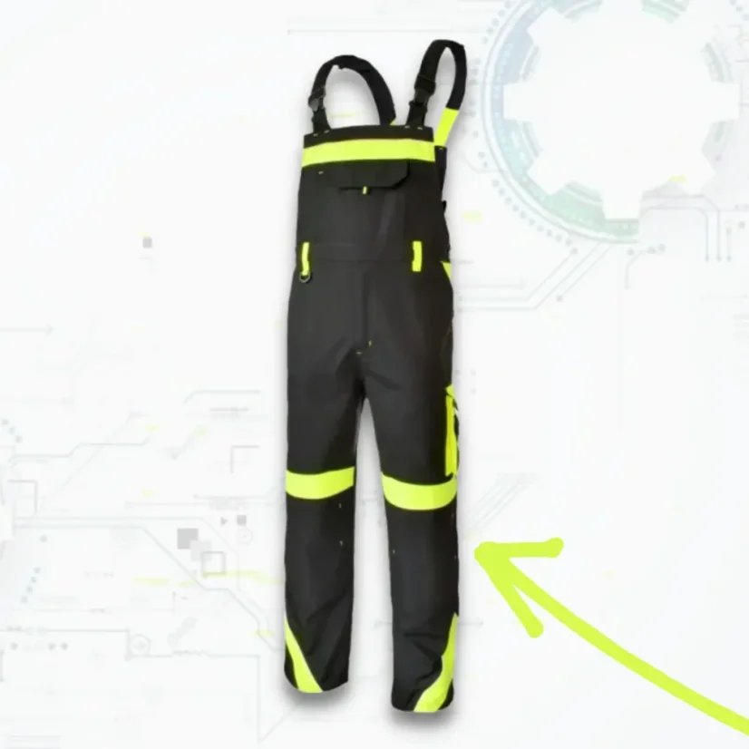 Classic-VIS Black/Yellow ORG - Monterkové pracovné nohavice na traky