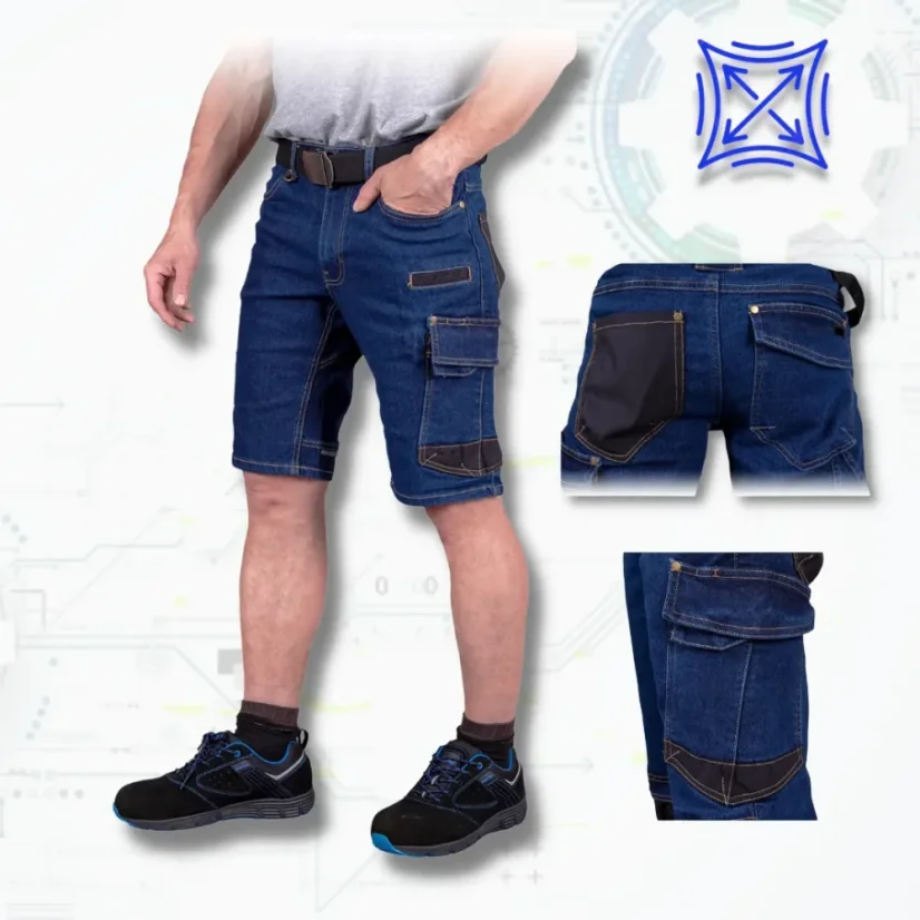 JEANS 303 Blue Short - STRETCH Pracovné rifľové kraťasy