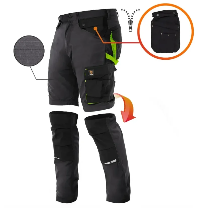 Procera Zeus Grey SPD - Multifunkčné pracovné nohavice 2v1 (RIP-STOP) (D122)