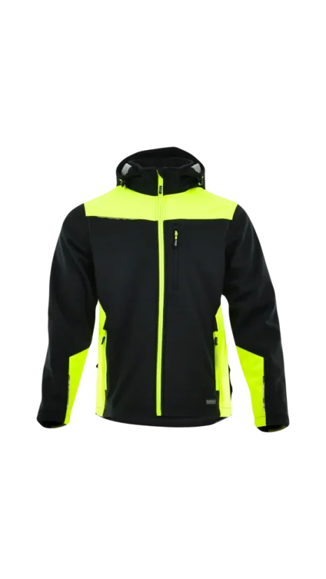 SARA Comfort Plus Softshell Multi color KRT – Softshell Munkakabát - Válasszon Méretet 2: 2XL, Szín: Black/Yellow