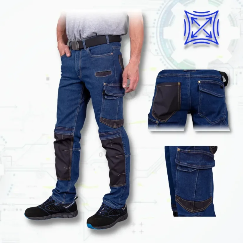 JEANS 303 Blue SPD - Pracovné rifľové nohavice do pása (D123)